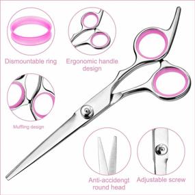 img 2 attached to 7-Piece Professional Hair Cutting & Thinning Shear Kit - Fcysy Barber Scissors For Women, Men & Pets | Styling Accessories In Leather Case