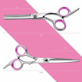 img 3 attached to 7-Piece Professional Hair Cutting & Thinning Shear Kit - Fcysy Barber Scissors For Women, Men & Pets | Styling Accessories In Leather Case