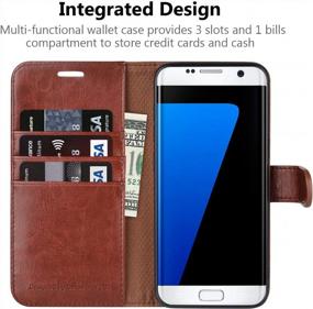img 1 attached to Leather Wallet Flip Case For Samsung Galaxy S7 Edge - TPU Shockproof Interior, Card Slot & Kickstand (Brown)