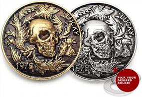 img 1 attached to 2PCS CHS99 Bronze Skull Concho Wallet Decorations - Craftmemore 1-3/8 дюймов Lucky Leaf Screw Back