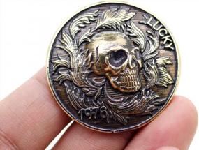 img 2 attached to 2PCS CHS99 Bronze Skull Concho Wallet Decorations - Craftmemore 1-3/8 Inch Lucky Leaf Screw Back