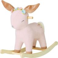 labebe stuffed animal rocker toy - 2 in 1 wooden reindeer rocking horse for kids 6-36 months - perfect child rocking toy and animal ride on logo