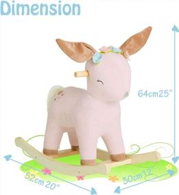 img 1 attached to Labebe Stuffed Animal Rocker Toy - 2 In 1 Wooden Reindeer Rocking Horse For Kids 6-36 Months - Perfect Child Rocking Toy And Animal Ride On