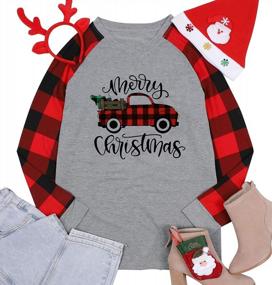 img 1 attached to Merry Christmas Truck And Tree Graphic Women'S Shirt - Buffalo Plaid Raglan Baseball Tee With Long Sleeves, Perfect For Xmas Celebrations - By UNIQUEONE