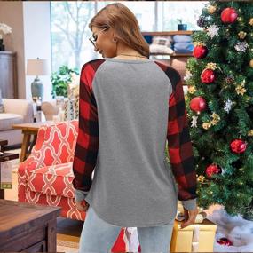 img 2 attached to Merry Christmas Truck And Tree Graphic Women'S Shirt - Buffalo Plaid Raglan Baseball Tee With Long Sleeves, Perfect For Xmas Celebrations - By UNIQUEONE
