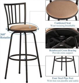 img 1 attached to VECELO Adjustable Barstools With 360 Degree Swivel Seat And Comfortable Cushion, Set Of 2