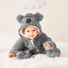 img 3 attached to Warm And Cozy Pureborn Newborn Fleece Footed Jumpsuit For Infants - Unisex Boys Girls Winter Snowsuit With Hood - 0 To 12 Months