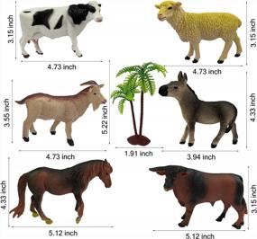 img 3 attached to Realistic 7-Piece Jumbo Farm Animal Figurines Set With Palm Tree - Perfect Birthday Gift, Cake Toppers, And Party Decorations!