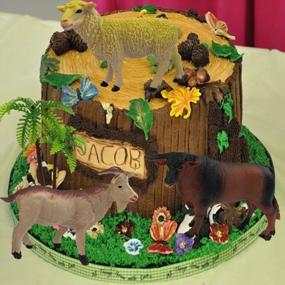img 2 attached to Реалистичный набор из 7 фигурок Jumbo Farm Animal с пальмой - идеальный подарок на день рождения, украшения для торта и украшения для вечеринки!
