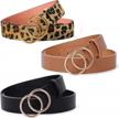 xzqtive women's 3-pack faux leather belts with double circle buckle, perfect for jeans and pants logo