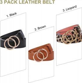 img 1 attached to XZQTIVE Women'S 3-Pack Faux Leather Belts With Double Circle Buckle, Perfect For Jeans And Pants