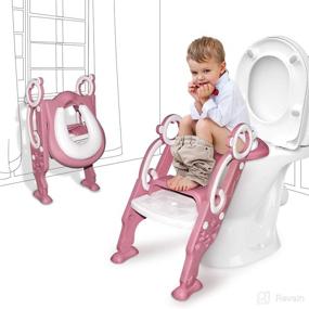 img 4 attached to GrowthPic Toddler Toilet Seat with Step Stool Ladder for Boys and Girls, Potty Training Seat for Kids, Toilet Trainer with Splash Guard - Pink