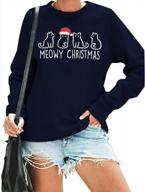 women's ugly christmas sweater pullover - dutut four cat printed lightweight shirt logo