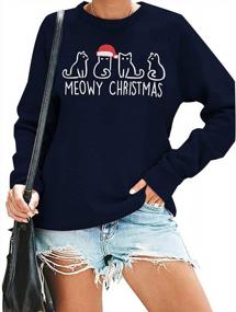 img 4 attached to Women'S Ugly Christmas Sweater Pullover - DUTUT Four Cat Printed Lightweight Shirt