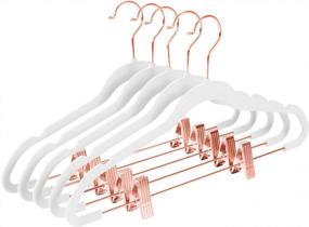 img 4 attached to 20-Pack Of MIZGI Premium Velvet Pants Hangers With Clips - Non-Slip Felt Outfit Dress Hangers For Space-Saving Closet Organization