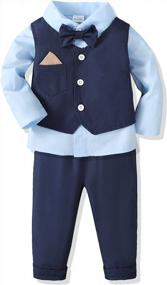 img 4 attached to 2 Piece Outfit Set For Baby And Toddler Boys: Long Sleeve Hoodie Sweatsuit Top With Ripped Jeans Long Pants