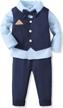2 piece outfit set for baby and toddler boys: long sleeve hoodie sweatsuit top with ripped jeans long pants logo