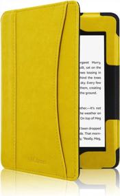 img 3 attached to Стильный желтый чехол-фолио для Kindle Paperwhite 11th Gen 2021 - Auto Sleep Wake с передним карманом и высококачественной искусственной кожей