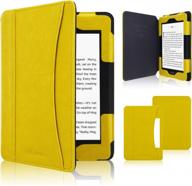 stylish yellow folio case for kindle paperwhite 11th gen 2021 - auto sleep wake with front pocket and premium pu leather logo