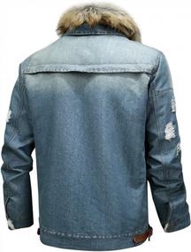 img 3 attached to Stay Warm In Style: Lavnis Men'S Denim Fleece Jacket With Faux Fur Collar And Sherpa Lining