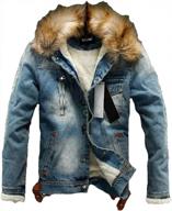stay warm in style: lavnis men's denim fleece jacket with faux fur collar and sherpa lining logo