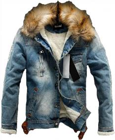 img 4 attached to Stay Warm In Style: Lavnis Men'S Denim Fleece Jacket With Faux Fur Collar And Sherpa Lining