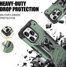 img 1 attached to 📱 JAME iPhone 13 Pro Max Case: Heavy-Duty Bumper with Tempered-Glass Protectors & Ring Kickstand - Army Green