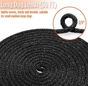 img 3 attached to 🐾 Reflective Long Dog Leash - PETPMEEE 50 FT Nylon Heavy Duty Lead Rope for Running, Walking, Training, and Extender Yard - Suitable for Small, Medium, Large Dogs