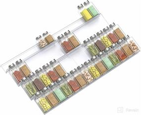 img 4 attached to 🌶️ Improved 4 Tier Adjustable Expandable Acrylic Spice Rack Tray - Clear Kitchen Cabinet Spice Drawer Organizer, 2 Pack