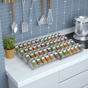 img 3 attached to 🌶️ Improved 4 Tier Adjustable Expandable Acrylic Spice Rack Tray - Clear Kitchen Cabinet Spice Drawer Organizer, 2 Pack