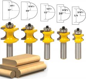 img 2 attached to 5-Piece Set Of 1/2-Inch Shank Bullnose Router Bits By Tatoko For Precision Woodworking