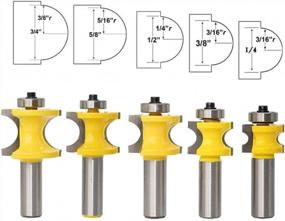 img 3 attached to 5-Piece Set Of 1/2-Inch Shank Bullnose Router Bits By Tatoko For Precision Woodworking