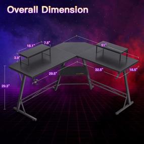 img 2 attached to Coleshome L Shaped Gaming Desk: 51'' Computer Corner Desk with 2 Monitor Stands, Home Office Desk featuring Hook and Cup Holder – Space Saving & Easy Assembly