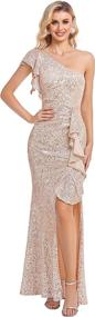 img 4 attached to Shine Like A Star: One Shoulder Sequined Mermaid Formal Dress For Women