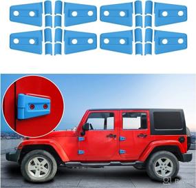 img 4 attached to CheroCar Jeep JK Door Hinge Covers Protector - Stylish Blue Sports Accessories for Jeep Wrangler Unlimited Rubicon Sahara 2007-2018 JK JKU (8pcs)