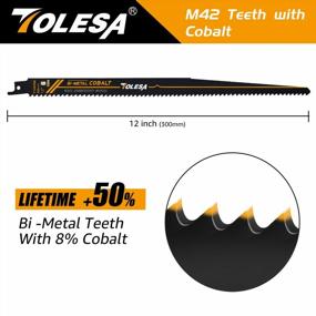img 2 attached to TOLESA 12 Inch 6TPI Nail-Embedded Wood Reciprocating Saw Blades - Ideal for Wood Window, Door Demolition, Construction, and Precise Wood Cutting - 5 Pack with Bi-Metal Teeth, Cobalt-Infused, and Sharp Cutting - Sawzall Blades