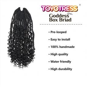 img 2 attached to 12 Inch ToyoTress Goddess Box Braid Crochet Hair - 8 Packs Of Pre-Looped Synthetic Braiding Hair Extensions In Natural Black (1B) With Curly Ends