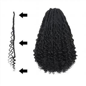 img 1 attached to 12 Inch ToyoTress Goddess Box Braid Crochet Hair - 8 Packs Of Pre-Looped Synthetic Braiding Hair Extensions In Natural Black (1B) With Curly Ends