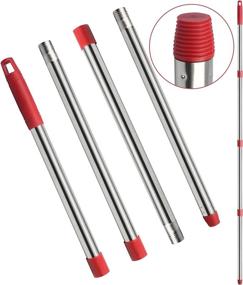 img 4 attached to 🧹 GRAREND 4-Section Spin Mop Replacement Head Handle - Ocedar Compatible - EasyWring Refills - 2.5-to-5 Foot Floor Head Mop - Efficient Floor Cleaning (Red - Germany Screw)