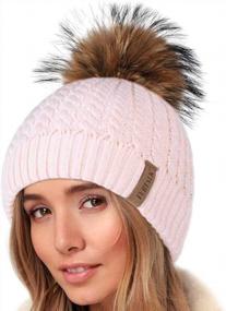 img 1 attached to Womens Winter Beanie Hat With Fur Pom Pom - Warm Knit Bobble Cap By FURTALK