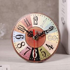 img 1 attached to Zyyini Wood Wall Clock, 5 Inch Vintage Rustic Style Silent Wooden Round Wall Clock, Battery Operated, Rustic Wall Decor For The Living Room, Kitchen, Bedroom (3#)