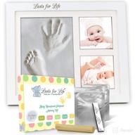 👶 engraved baby handprint footprint memory kit - premium quality clay mold & picture frame keepsake kit, ideal baby shower gift logo