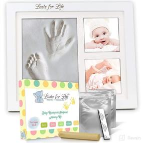 img 4 attached to 👶 Engraved Baby Handprint Footprint Memory Kit - Premium Quality Clay Mold & Picture Frame Keepsake Kit, Ideal Baby Shower Gift