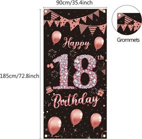 img 3 attached to Rose Gold 18Th Birthday Door Banner Decorations For Girls - Large Happy Eighteen Year Old Party Backdrop Supplies Poster Sign