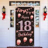 rose gold 18th birthday door banner decorations for girls - large happy eighteen year old party backdrop supplies poster sign logo