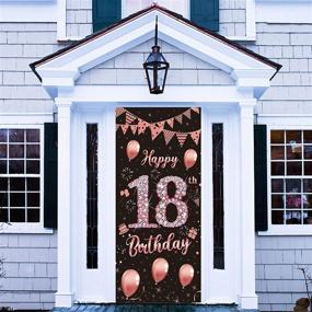 img 1 attached to Rose Gold 18Th Birthday Door Banner Decorations For Girls - Large Happy Eighteen Year Old Party Backdrop Supplies Poster Sign