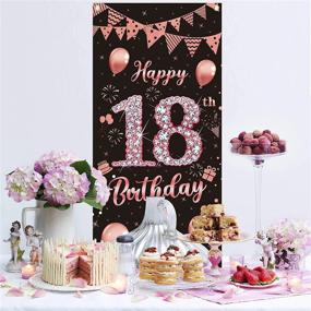 img 2 attached to Rose Gold 18Th Birthday Door Banner Decorations For Girls - Large Happy Eighteen Year Old Party Backdrop Supplies Poster Sign