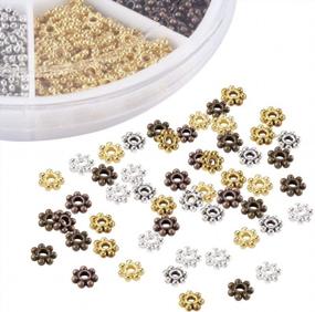 img 4 attached to Tibetan Silver Spacers Beads For Jewelry Making Accessories - DIY Bracelets, Necklaces Crafting - Mixed Color - Lead & Cadmium Free (Beadthoven 1Box Flower)
