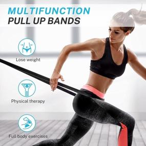 img 3 attached to Gonex Resistance Bands Set Of 4 - Heavy Duty Exercise Pull Up Bands With Natural Latex & Great Flexibility For Body Stretching, Suitable For Beginners And Professionals.