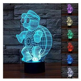 img 2 attached to 🐢 3D Tortoise Night Light Lamp with Glasses – 7 Colors, Gradual Changing Touch Switch, USB Table Lamp – Perfect Holiday Gifts for Kids or Home Decorations